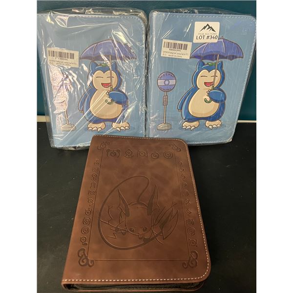 Lot of 3 Pokemon Leather 4-Pocket Premium Card Binders