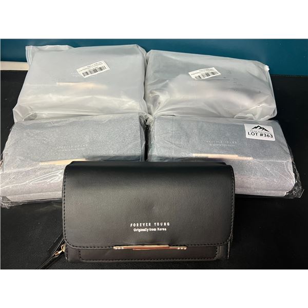 Lot of 5 Women's Double Zipper Fold Open Wallets