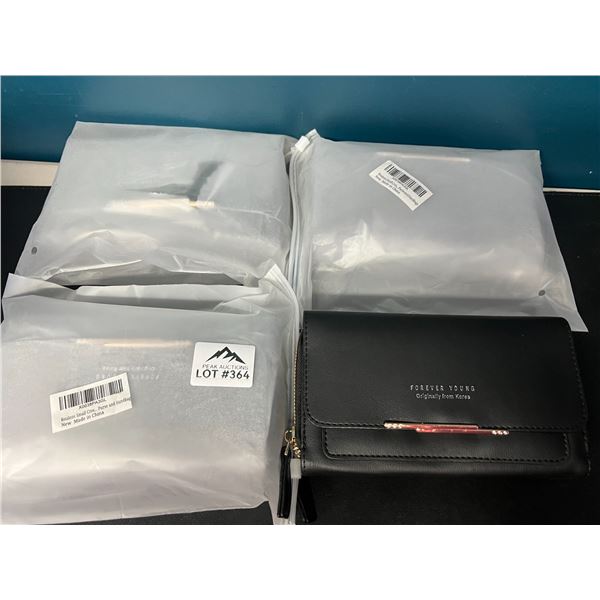 Lot of 4 Women's Double Zipper Fold Open Wallets