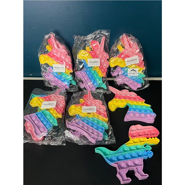 Lot of 12 Pop-It Bubble Fidget Toys - Unicorns & Dinosaurs (6 x 2pcs per pack)