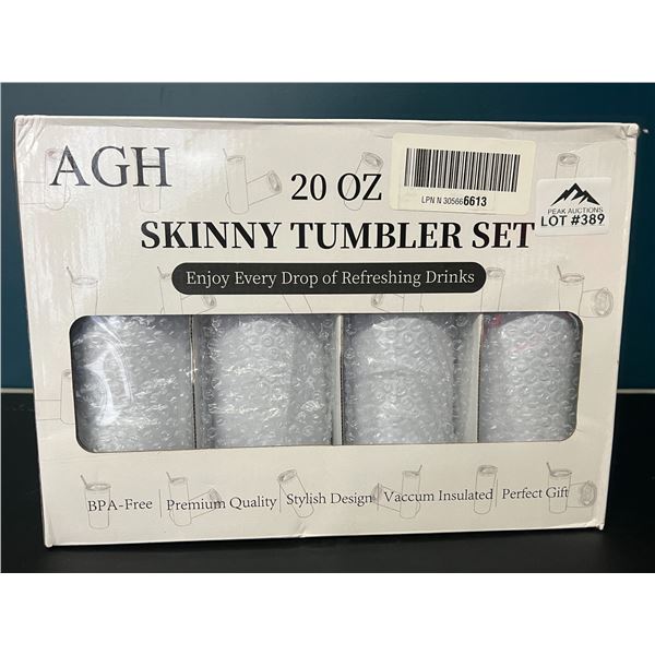 Lot of 1 4pack Skinny Tumbler Cup Set (White) - 20oz