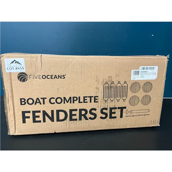 Lot of 1 FiveOceans Inflatable Ribbed Boat Fenders Set - 4pack Marine Red for Boat Docking