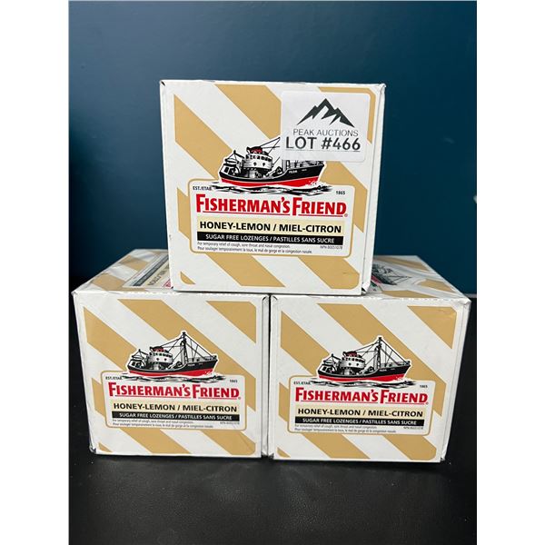 Lot of 3 Boxes of Fisherman's Friend Honey-Lemon Sugar Free Lozenges (8packs per box - 24 total)