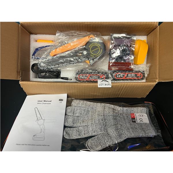 Lot of 1 6" Cordless Mini Chainsaw w/ 2 Rechargeable Batteries