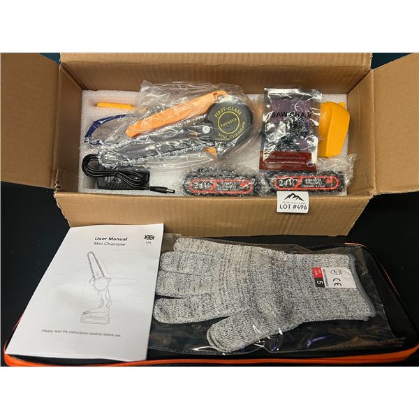 Lot of 1 6" Cordless Mini Chainsaw w/ 2 Rechargeable Batteries