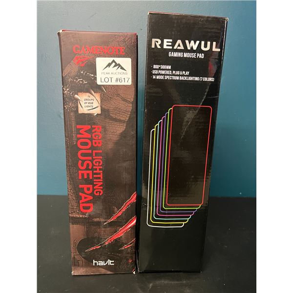 Lot of 2 RGB Light-Up Gaming Mouse Pads