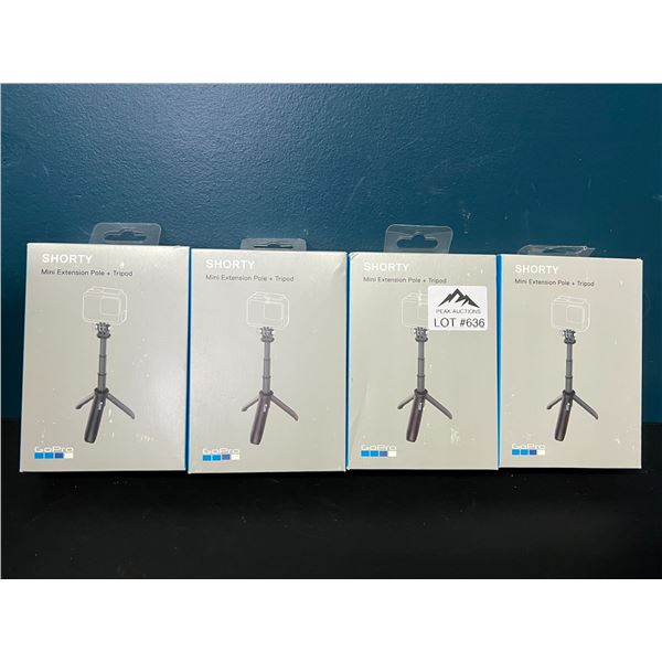 Lot of 4 "Shorty" Mini Extension Pole + Tripod Mount for GoPro Cameras