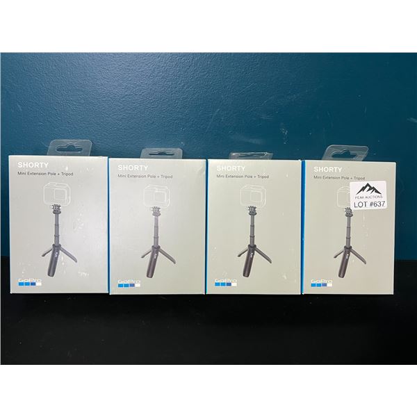 Lot of 4 "Shorty" Mini Extension Pole + Tripod Mount for GoPro Cameras