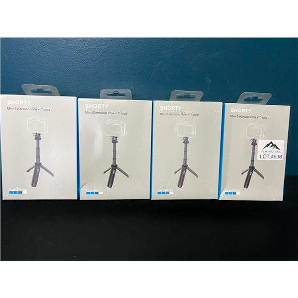 Lot of 4 "Shorty" Mini Extension Pole + Tripod Mount for GoPro Cameras