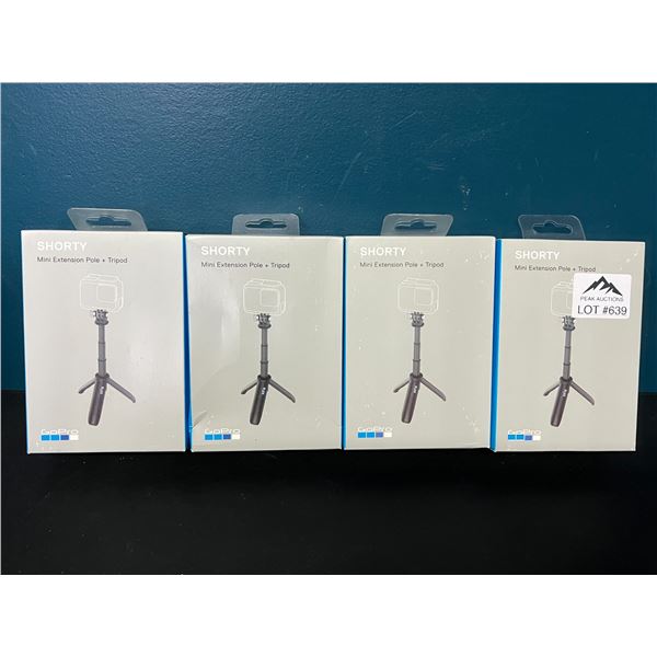 Lot of 4 "Shorty" Mini Extension Pole + Tripod Mount for GoPro Cameras
