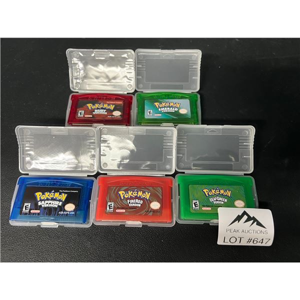 Lot of 5 Pokemon Gameboy Games (Ruby, Sapphire, Emerald, Fire Red, & Leaf Green)