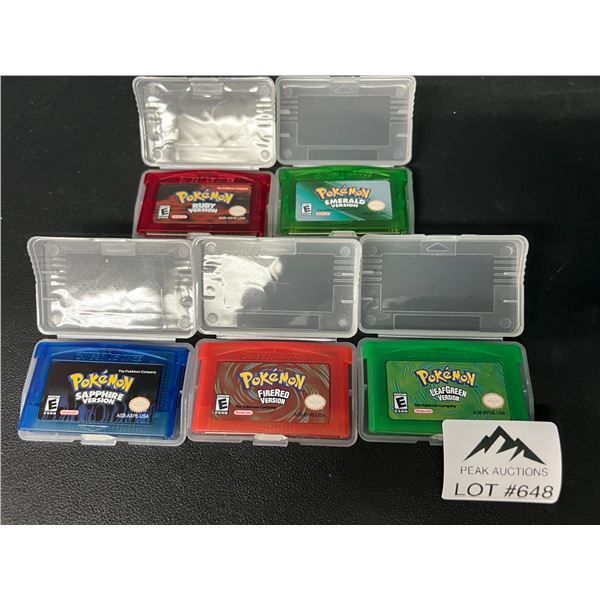 Lot of 5 Pokemon Gameboy Games (Ruby, Sapphire, Emerald, Fire Red, & Leaf Green)