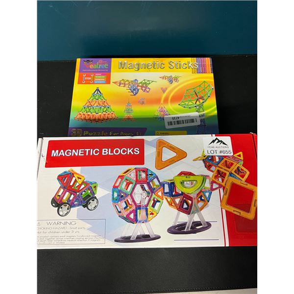 Lot of 2 Magnetic Toy Building Sets for Kids