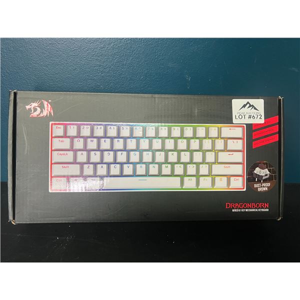 Lot of 1 Red Dragon DragonBorn Wired 61 Key LED Light-Up Mechanical Keyboard