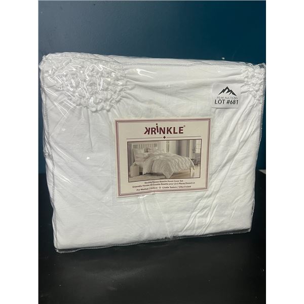 Lot of 1 Double/Queen Rosette Duvet Cover Set - White