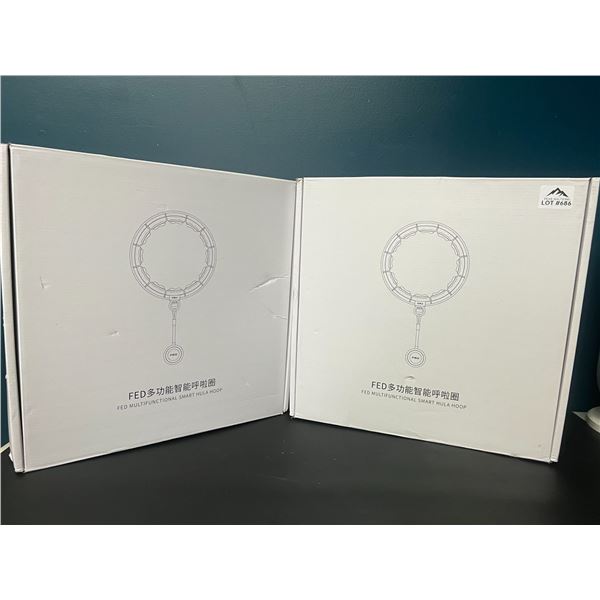 Lot of 2 Multifunctional Smart Hula Hoops w/ Counter Timer & Weighted Ball