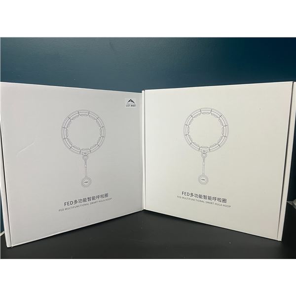 Lot of 2 Multifunctional Smart Hula Hoops w/ Counter Timer & Weighted Ball