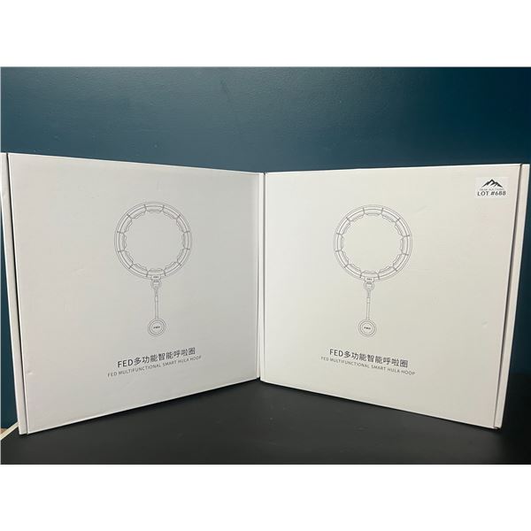 Lot of 2 Multifunctional Smart Hula Hoops w/ Counter Timer & Weighted Ball