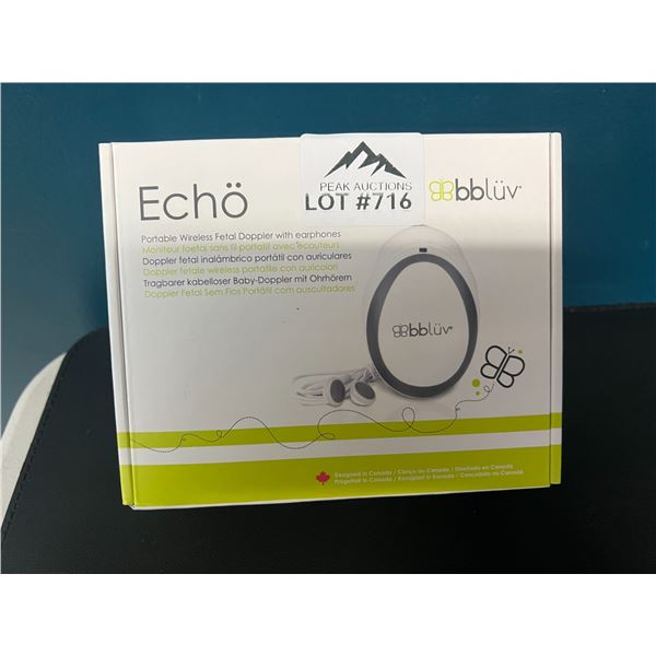 Lot of 1 Echo Portable Wireless Fetal Doppler w/ Earphones - Listen to Baby's Heartbeat at Home!