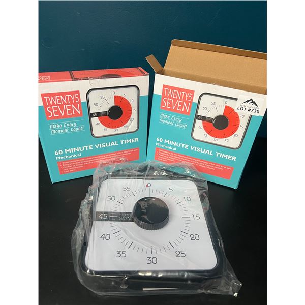 Lot of 2 Mechanical 60 Minute Visual Timers