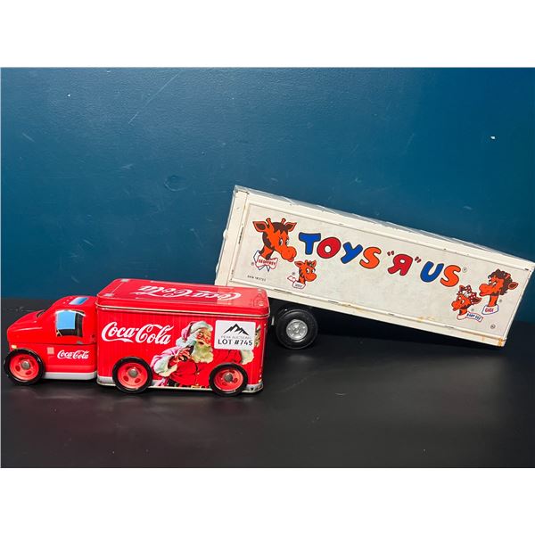 Lot of 2 Vintage Toy Trucks - Coca Cola & Toys R Us (*Used)