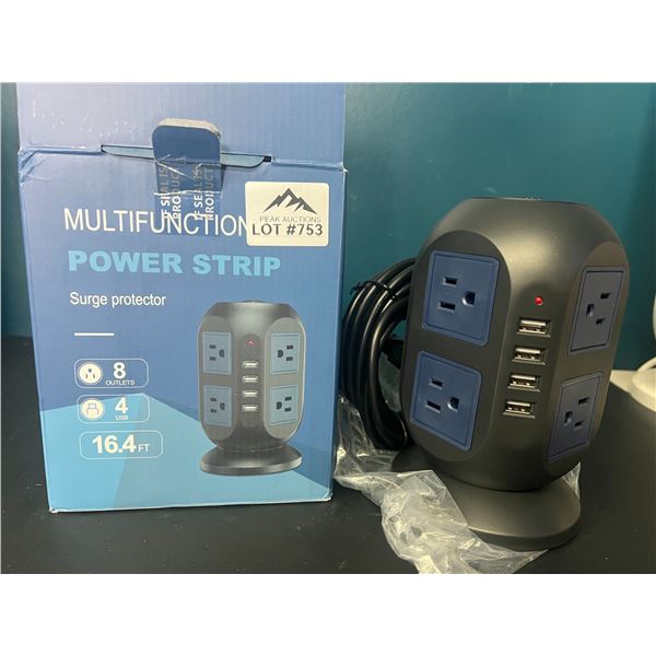 Lot of 1 Multifunctional Power Strip Tower/Surge Protector w/ Multiple Outlets & USB Ports