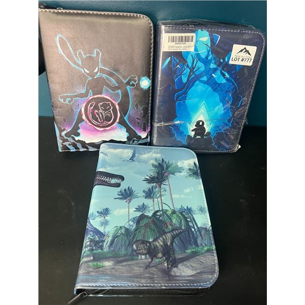 Lot of 3 Pokemon Leather 4-Pocket Premium Card Binders