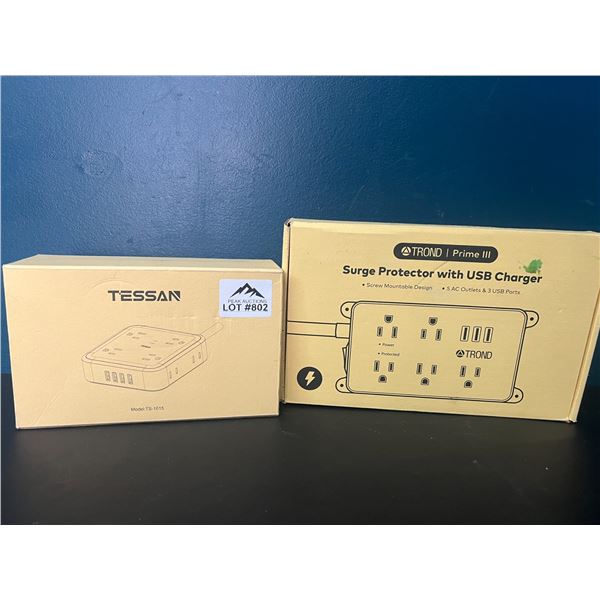 Lot of 2 Power Bars/Surge Protectors w/ Multiple Ports