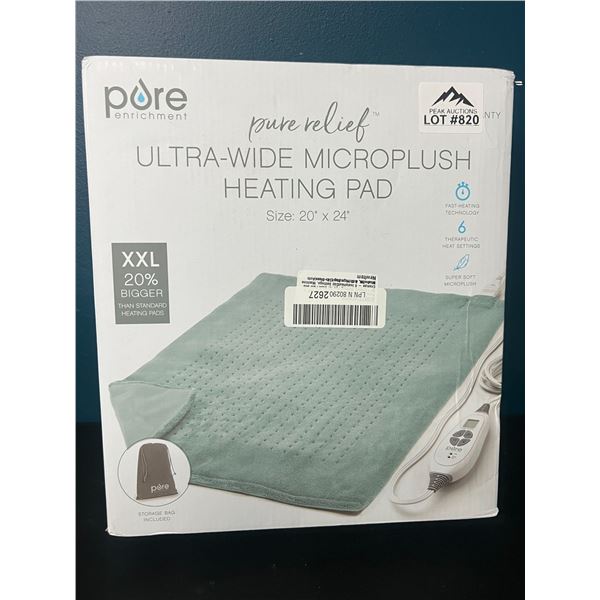 Lot of 1 Pure Relief Ultra-Wide Microplush Heating Pad