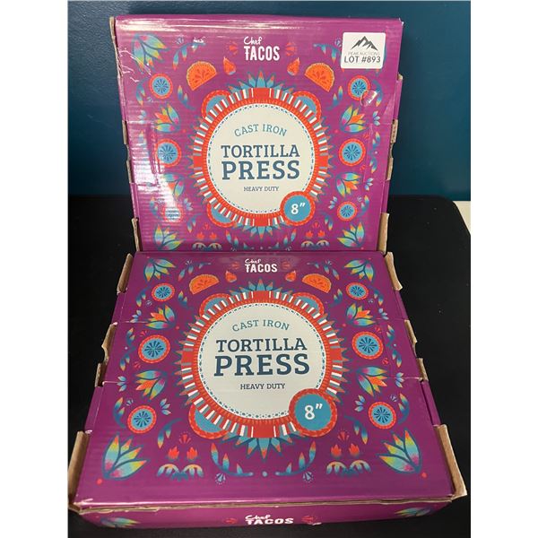 Lot of 2 Cast Iron Tortilla Press Machines