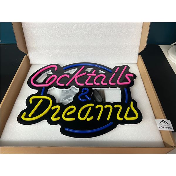 Lot of 1 "Cocktails & Dreams" Neon LED Bar Light - 12inch
