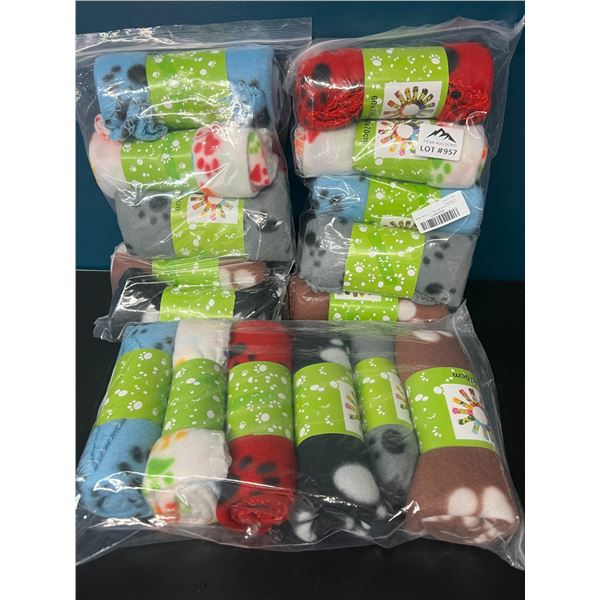 Lot of 3 Multi-Packs of Pet Blankets - 5 PCS Each