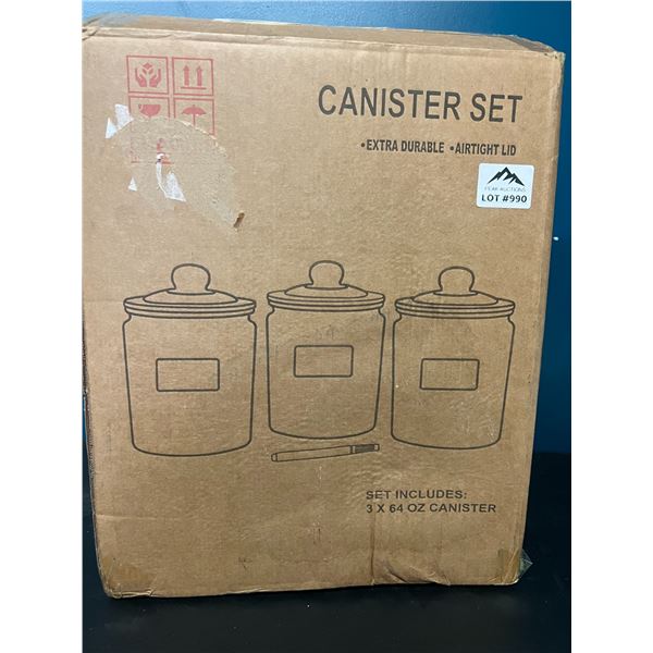 Lot of 1 3PC Glass Canister Set w/ Lids