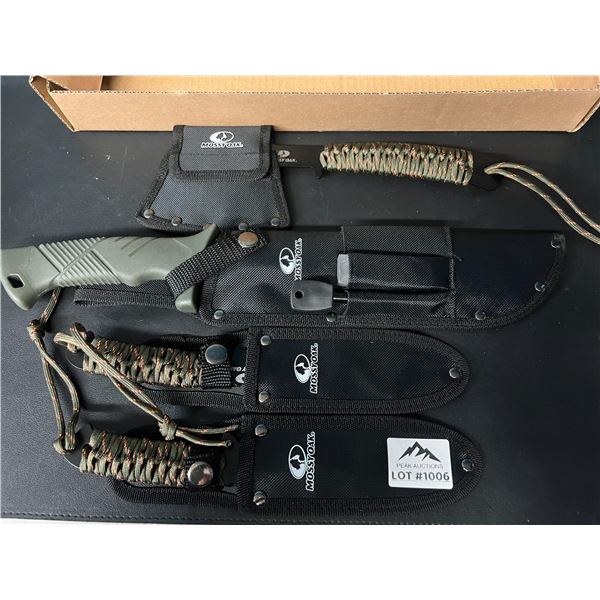 Lot of Mossy Oak Outdoor Gear - Hunting Knives, Axe, & Machete