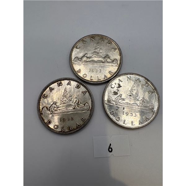 1953 Canadian Silver Dollars