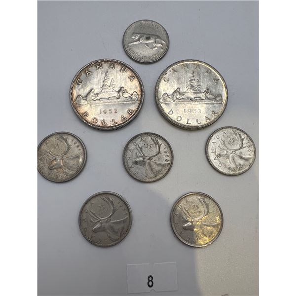 Canadian 80% Silver Dollars & Quarters