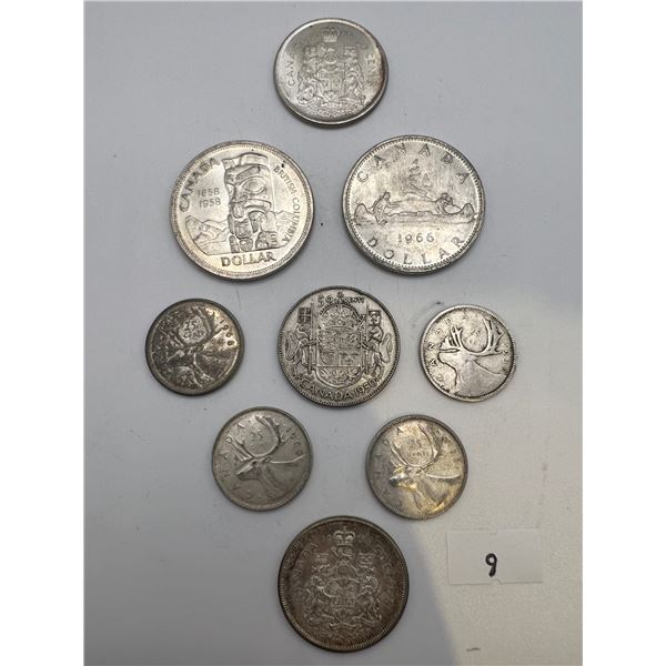 Canadian 80% Silver Dollars, Quarters, 50 Cent Pieces