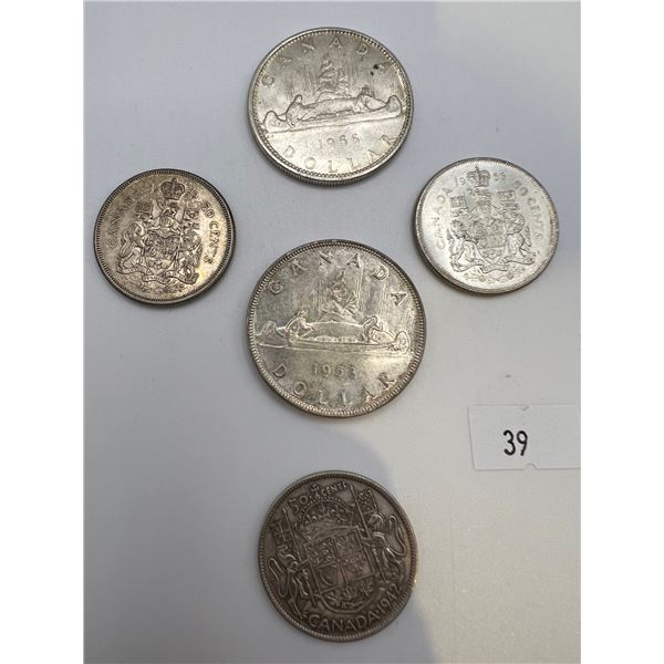 Canadian Silver Dollars and 50 cent Pieces