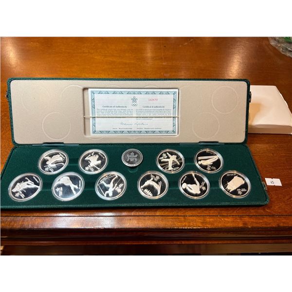 1988 Calgary Olympics Sterling Silver 10 Coin Set - 10 troy oz Total - With Velvet Box