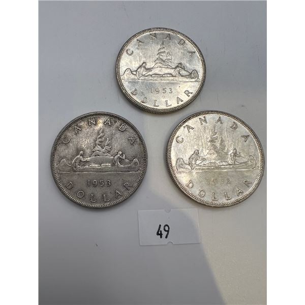 1953 Canadian Silver Dollars