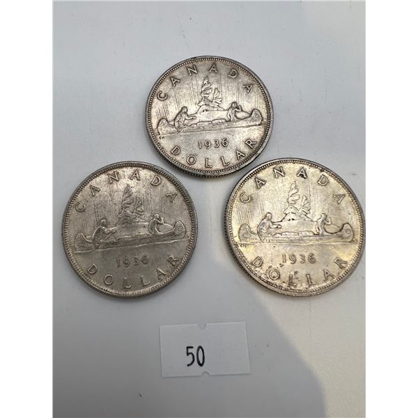 1936 Canadian Silver Dollars