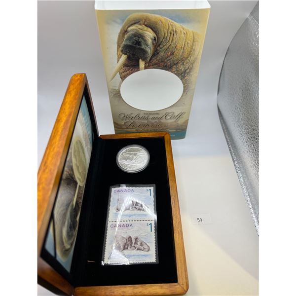 2005 Walrus & Calf Fine Silver Coin and Stamp Set