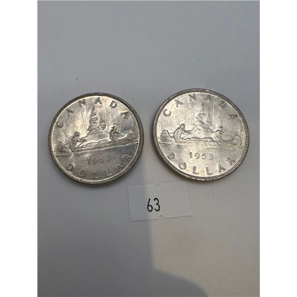 1953 Canadian Silver Dollars