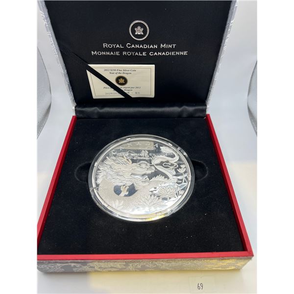 2012 $250 Fine Silver 1 Kilo Dragon Coin