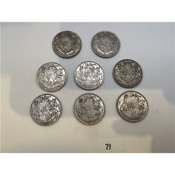 1940-1946 & 1949 Canadian Silver 50 Cent Pieces
