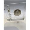 Image 2 : Resin Suspended Coins with Hour Glasses - Silver 1964 50 cent piece Canada