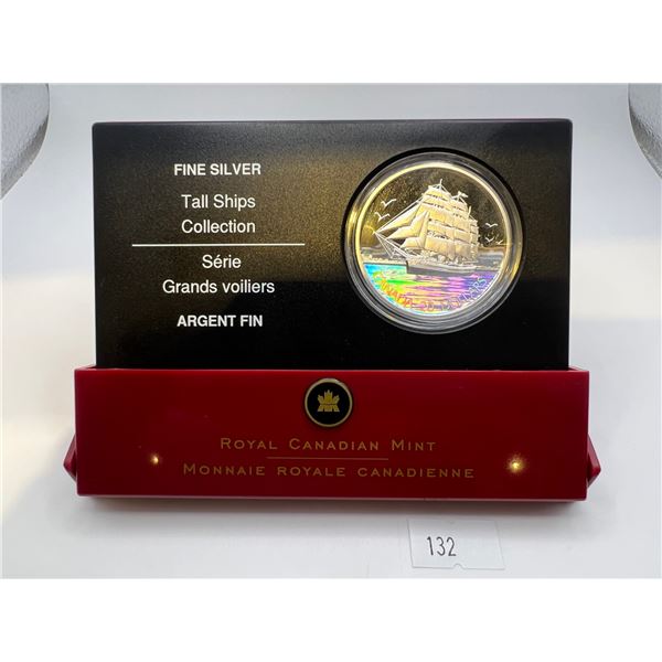 2005 $20 Fine Silver Tall Ships,  3- Masted Ship Holographic Coin
