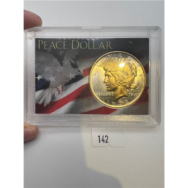 1923 USA Silver & Gold Plated Peace Dollar