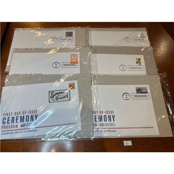 6 Sealed Packs of USA Forever Stamps - First Day of Issue Ceremony Program