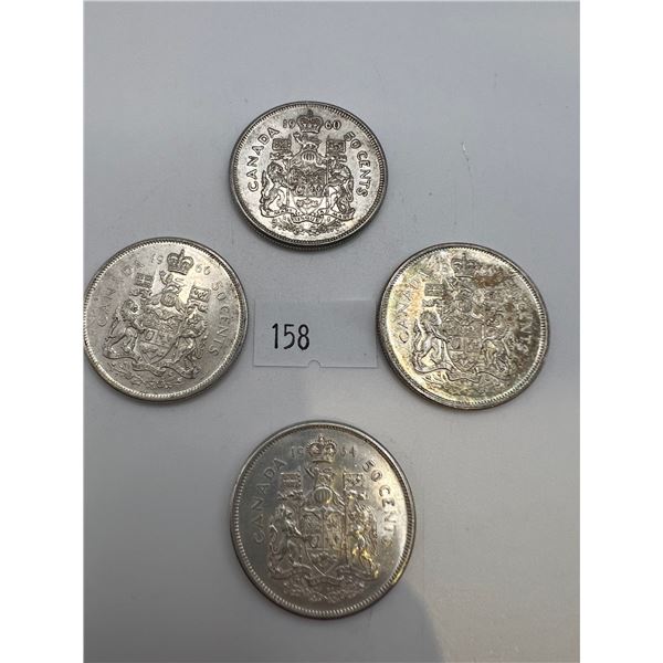 1960,1964,1966 Canadian Siver 50 Cent Pieces